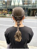 結婚参列ヘア タイトヘア ローポニー 編み下ろし 銀箔 金箔 原宿
