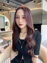 ロンドメリア 天神大名店(Lond Melia) ★グレージュカラー斜めバングデザインカラーシルキー ベージュ