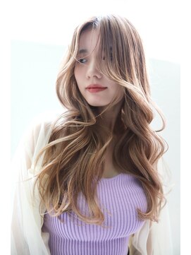 ギネス(Giness) ハイベージュレイヤーロング「前髪アンブレラカラー」