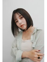 キャンバス バイ ネオリーブ 横浜西口(Canvas by neo.)&nbsp;小顔前髪ワンカールレイヤーカット黒髪ネビージュボブルフ 横浜