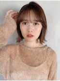ココアベージュナチュラルカールサイドバング前髪うる艶髪