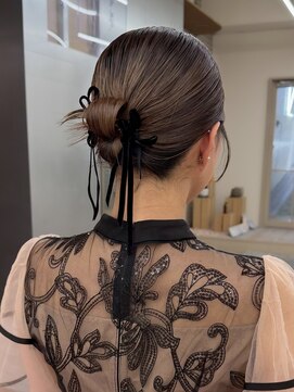 パークレーン アイス イヴェン(park lane ICI yeven) 名古屋栄ヘアセットお呼ばれヘア結婚式参列タイトヘアリボン