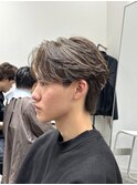 メンズセンターパートウルフセンターパートニュアンスパーマ襟足