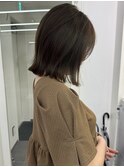 切りっぱなしボブ/ロブ/透明感カラー/カーキグレージュ
