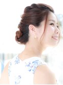 結婚式パーティー編み込みアレンジ 