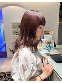 ゆるふわミディアムヘアピンクベージュ