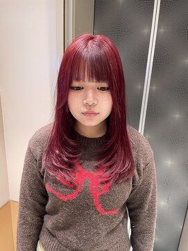 ロンドシェリ 仙台(Lond Cheri) チェリーレッド ブリーチなし ダブルカラー レイヤーカット