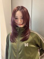 ジョエミバイアンアミ(joemi by Un ami) 前髪なしレイヤーカット/ザクザクレイヤー/ワインレッドカラー