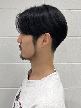 ココ 本八幡(KOKO) センターパートフェザーパーマニュアンスパーマブルーブラック