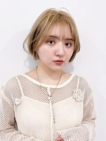 アルバム 池袋(ALBUM)&nbsp;ボブショートミルクティーミディアム前髪カット_F30796