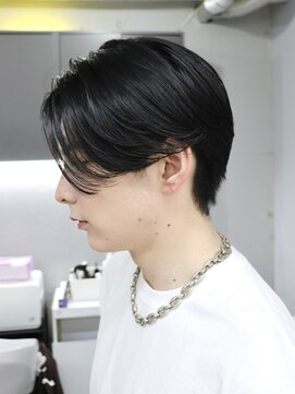 メンズミディアムショート毛流れニュアンスパーマ