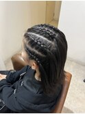 コーンロウ風編み込みヘアセット