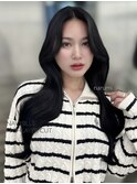 【大人韓国】ブルーブラック/ブルーグレー/レイヤー/前髪