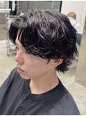 調布メンズパーマシャドウパーマシースルーマッシュウルフゆるめ