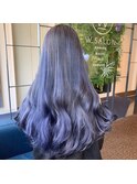 【W_SALON 河原町】ブルー/グレーグラデーション　
