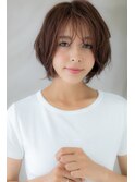 ピンクブラウンくせ毛風ひし形小顔ミニボブ304Z上尾20代30代40代