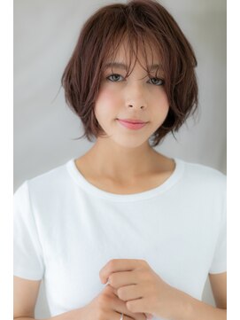 カバーヘア ブリス 上尾西口店(COVER HAIR bliss) ピンクブラウンくせ毛風ひし形小顔ミニボブ304Z上尾20代30代40代