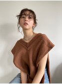 クラゲヘアミディアムヘアオリーブグレージュミニボブミディアム