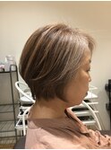 【大人女性スタイル】くびれ丸みショートボブ☆脱白髪染めカラー