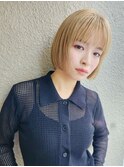 秋色透明感ハイトーンライトベージュ×ミニボブタッセルボブ