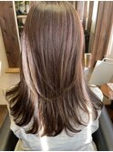 小顔レイヤーカットナチュラルくびれヘア艶カラーブラウン