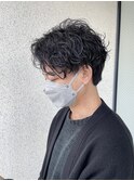 アップバング波巻きパーマ