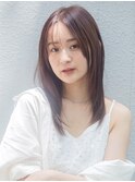 ロング美髪顔周りレイヤー韓国ヘアおくれ毛_F0601