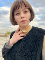 キース ヘアアンドメイク 恵比寿(kith. hair&make)&nbsp;ショートマッシュ/ボブ/顔まわりカット/ミルクティーベージュ