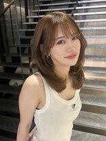 エヌ 大阪梅田茶屋町(enu) 海外風顔まわりレイヤーカット×ショコラブラウン