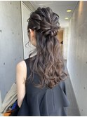 ゆるふわハーフアップ◎お呼ばれヘア、結婚式ヘアセット、二次会