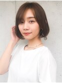 美髪小顔ネイビーカラーブランジュマニッシュフレンチボブ