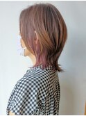 【morio原宿】デザインインナーカラー　ピンクパープル