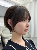 斜めバング、小顔ショート、前髪パーマ