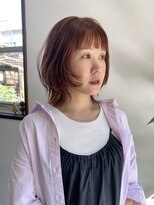 オンカン(onkan)&nbsp;レイヤーボブ/オレンジカラー/髪質改善カラー