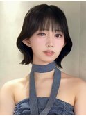 オリーブグレー/ボブ/顔周り/小顔/レイヤー/髪質改善/縮毛矯正