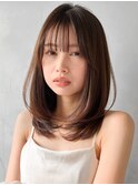 ★うるツヤ斜めバングサイドバング美髪ワンカールモテ髪愛され