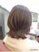 20代30代大人かわいい/くびれ外はね/ウルフ/ミディアム/ベージュ