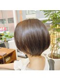 ショートボブ×髪質改善カラー×くすみベージュ