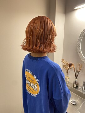 チャプター 問屋町(chapter) ケアブリーチオレンジベージュカラー外はねボブミニボブレイヤー