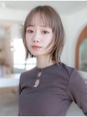 レイヤーボブフルバングフェイスレイヤーベージュカラー小顔