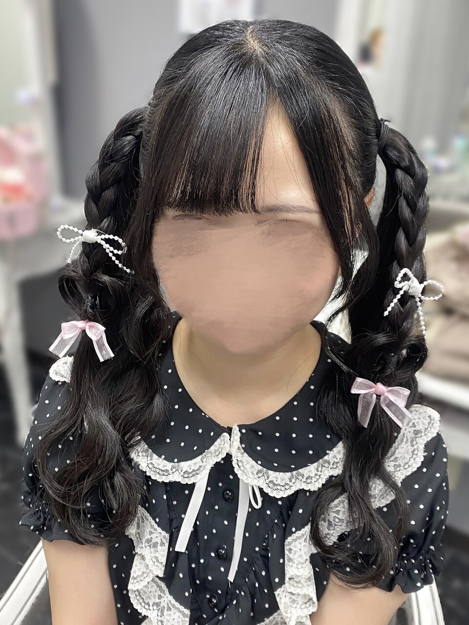 デビルの羽♡ギンガムチェックレースリボン/ヘアメ/赤/量産型