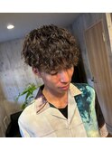 ツイスパ ハイライト 波巻き パーマ 六甲 メンズ