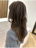 ハイライト ロングウルフ レイヤーカット セミロング