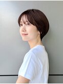 大人マッシュショートショコラブラウン前髪あり丸顔K20250613