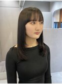 くびれヘア顔周り韓国レイヤーカット黒髪ロング前髪原宿表参道