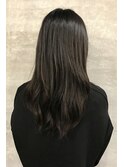 髪質改善カラー巻き髪ロングヘア透明グレージュ