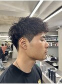 刈り上げアップバングスパイキーショートパーマスパイラルパーマ