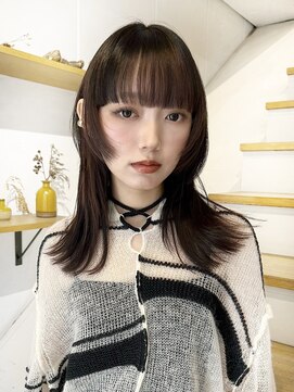 フェイスレイヤー/ぱっつんワイドバング/セミロング