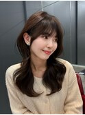 韓国シルエット レイヤーカット セミロング