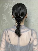 お呼ばれヘアセット編み下ろしヘアセットミディアムヘアセット